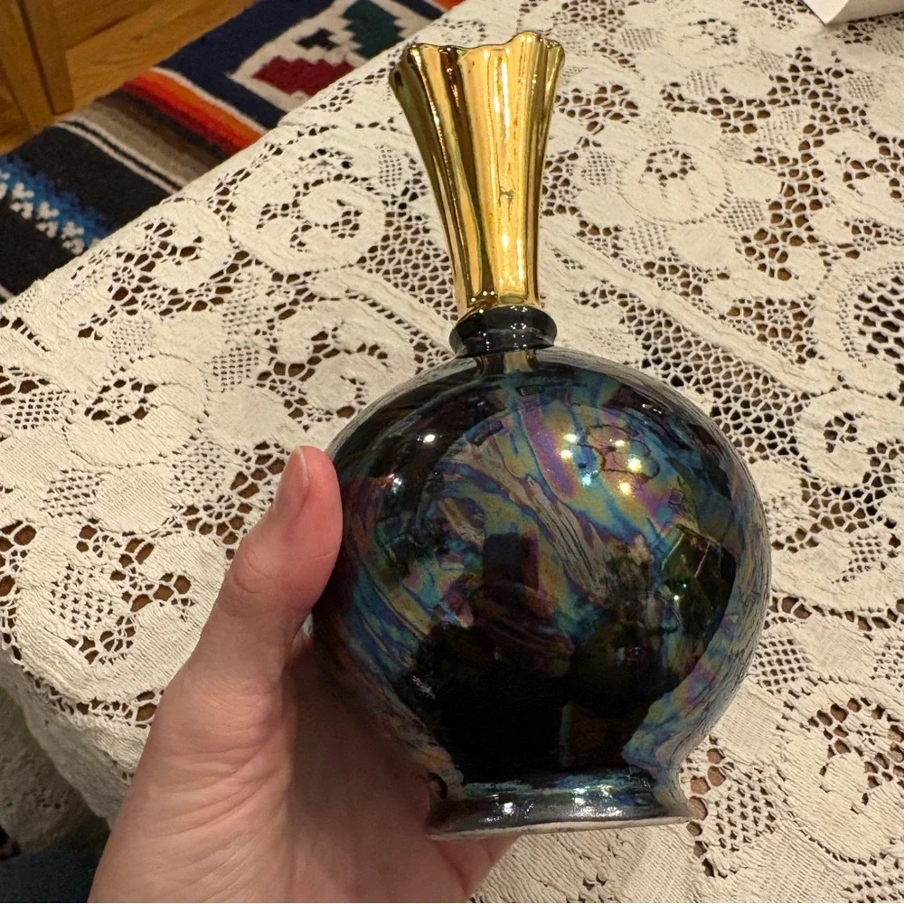 Vintage / Antique CG USA Iridescent Lusterware with 22 Kt Gold Top